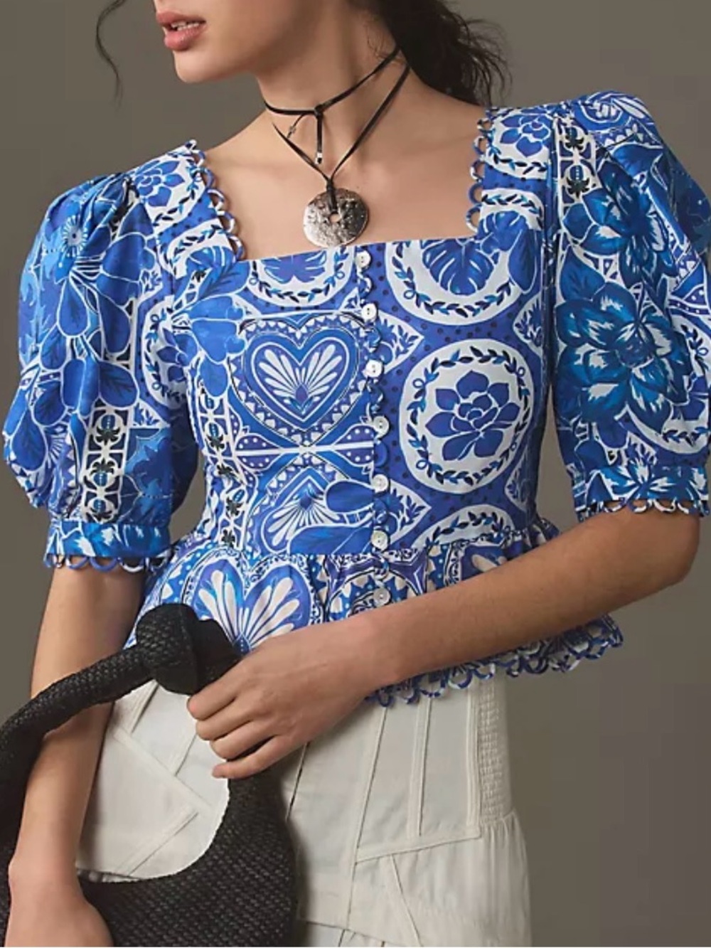 Farm Rio Tile Dream Short-Sleeve Blouse